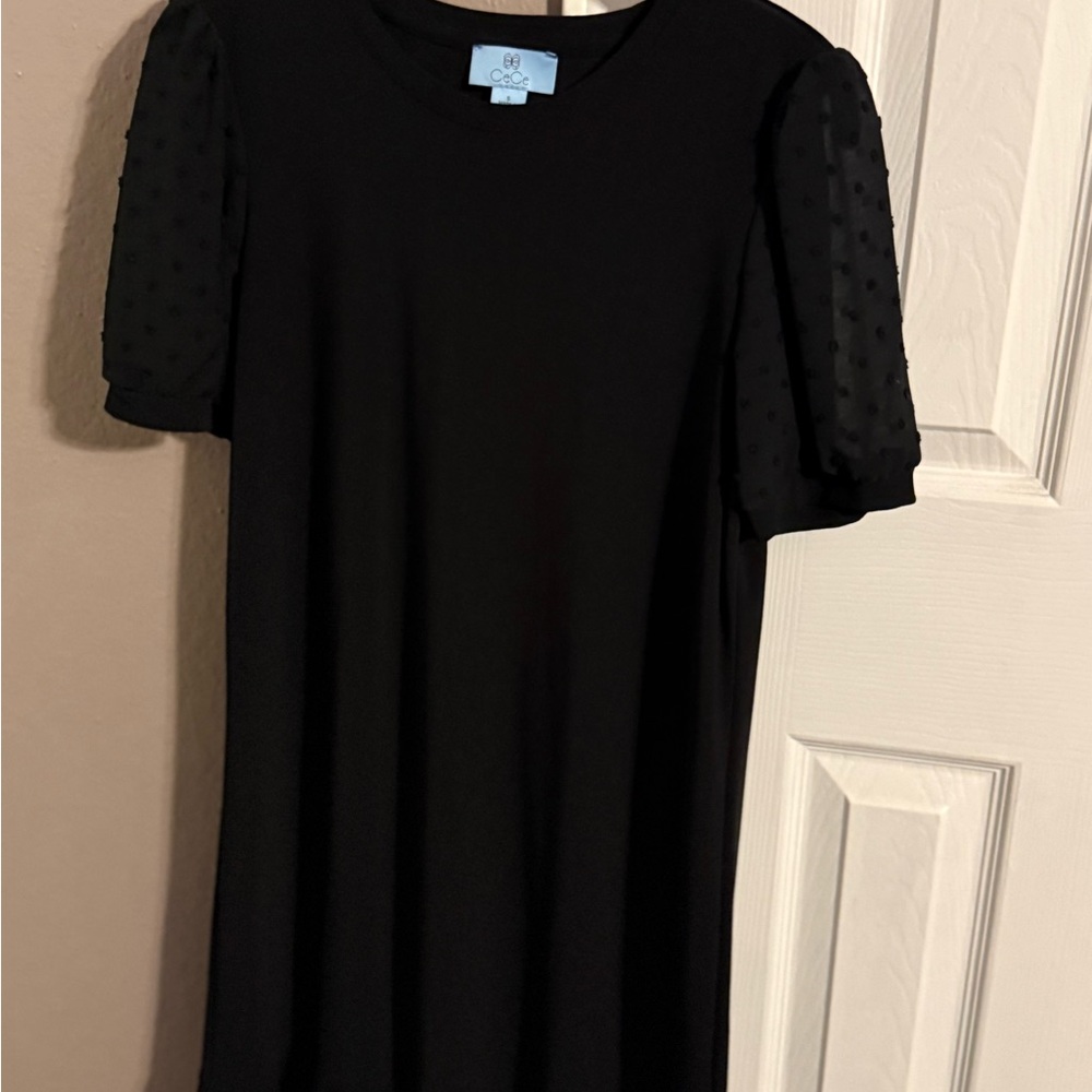 CeCe Black Dress with Sheer Sleeves